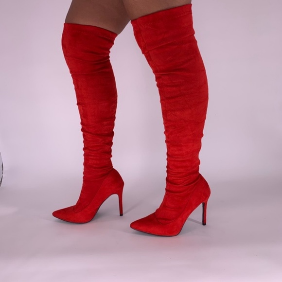 RESTOCKED - Faux Suede Stretch Over the Knee Boots - Picture 8 of 8